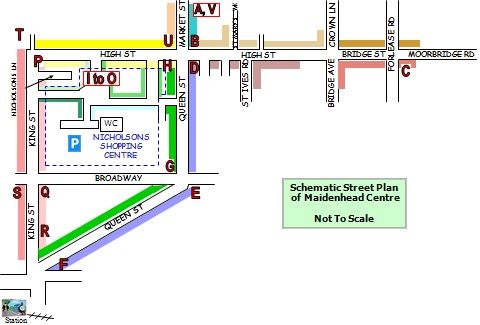 Schematic Street Plan of Maidenhead Centre